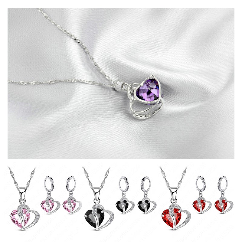 Cozuri | Hart Design Zirkoon Ketting Hanger + Oorbellen Set