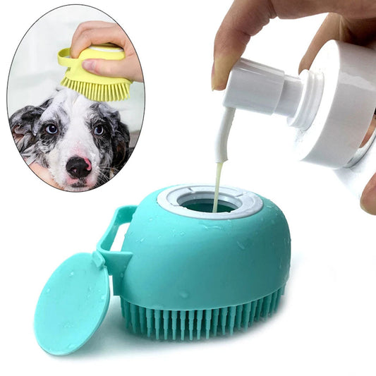Powtopia™ - Siliconen Massageborstel Voor Huisdieren Met Shampoodoos