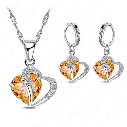 Cozuri | Hart Design Zirkoon Ketting Hanger + Oorbellen Set
